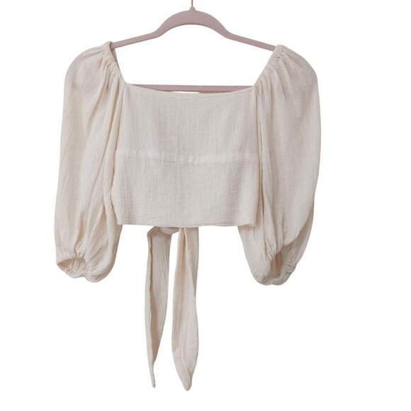 Jens Pirate Booty for Free People Crop Top Womens XS Cream Cotton Boho Blouse - Picture 1 of 7